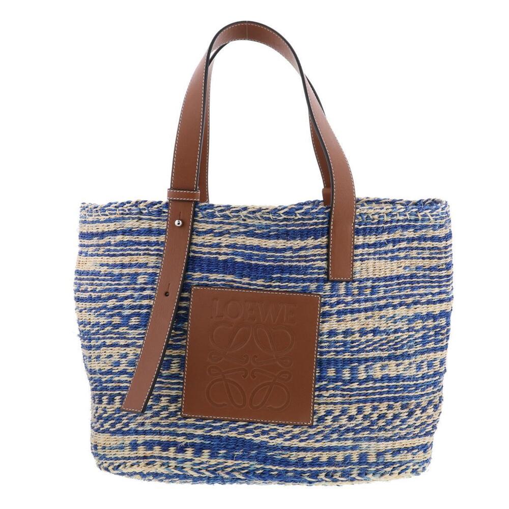 LOEWE Sisal Basket Bag Tote Blue